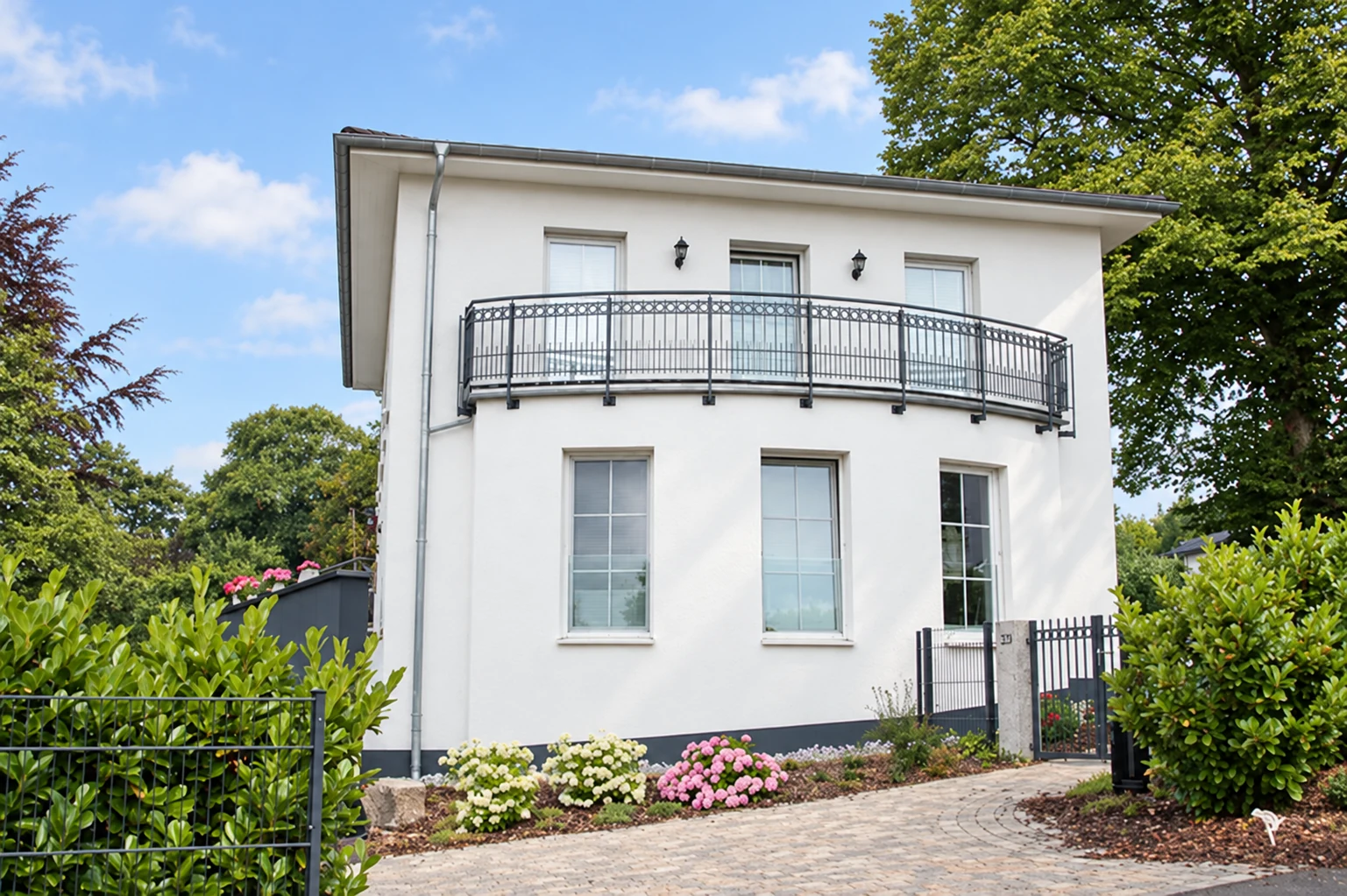 Individuelle Villa mit Rundbalkon